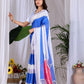 Rajwada Royal Blue Silk Blend Printed Saree For Women