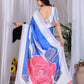 Rajwada Royal Blue Silk Blend Printed Saree For Women