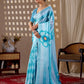 Rajwada Light Blue Silk Blend Printed Saree For Women