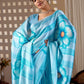 Rajwada Light Blue Silk Blend Printed Saree For Women