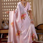 Rajwada Light Pink Satin Solid Saree For Women