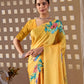 Rajwada Yellow Satin Solid Saree For Women