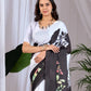 Rajwada White And Black Satin Solid Saree For Women