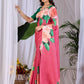 Rajwada Pink Satin Solid Saree For Women