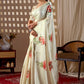 Rajwada Off White Satin Solid Saree For Women