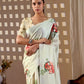 Rajwada Off White Satin Solid Saree For Women