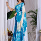 Rajwada Blue Satin Solid Saree For Women
