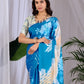 Rajwada Blue Satin Solid Saree For Women