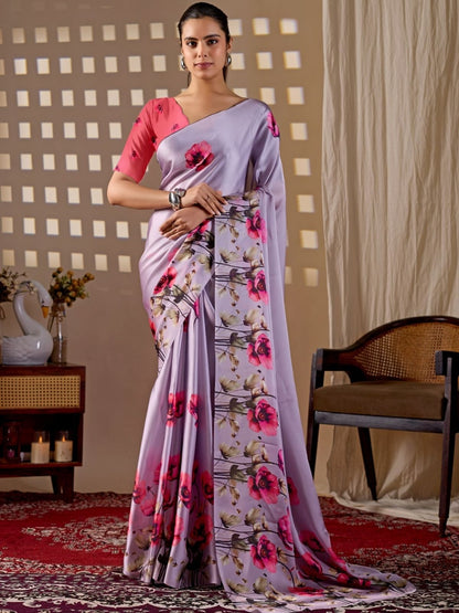 Rajwada Multicolor Satin Solid Saree For Women