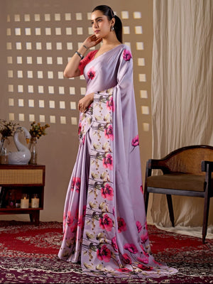 Rajwada Multicolor Satin Solid Saree For Women
