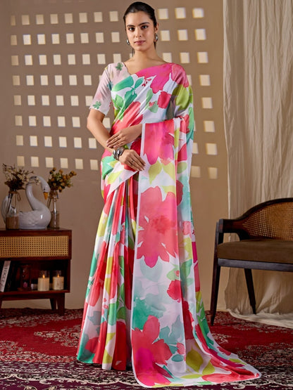 Rajwada Multicolor Satin Solid Saree For Women