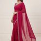 Rajwada Wine Silk Blend Printed Saree For Women