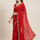 Rajwada Red Silk Blend Printed Saree For Women