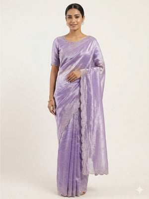 Rajwada Lavender Silk Blend Printed Saree For Women