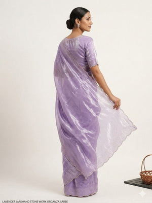 Rajwada Lavender Silk Blend Printed Saree For Women
