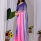 Rajwada Blue And Pink Silk Solid Saree For Women