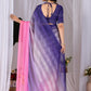 Rajwada Blue And Pink Silk Solid Saree For Women
