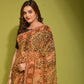 Rajwada Women Brown Georgette Designer Saree With Unstitched Blouse
