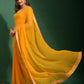 Rajwada Women Yellow Chiffon Designer Saree With Unstitched Blouse