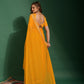 Rajwada Women Yellow Chiffon Designer Saree With Unstitched Blouse