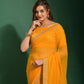 Rajwada Women Yellow Chiffon Designer Saree With Unstitched Blouse