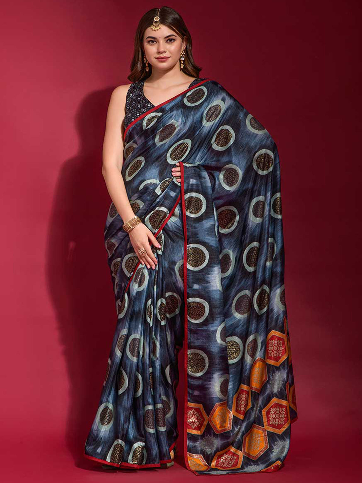 Rajwada - Multicolor Silk Blend Saree With Blouse Piece