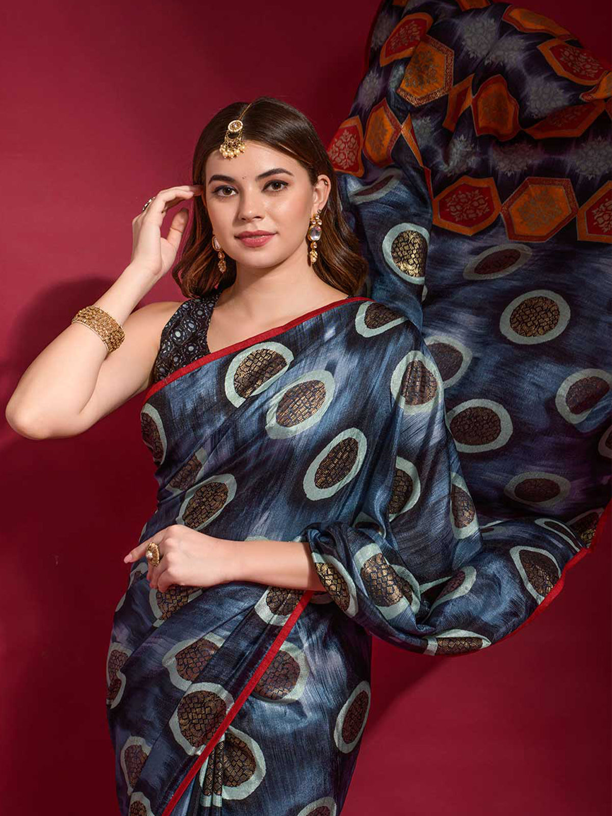 Rajwada - Multicolor Silk Blend Saree With Blouse Piece