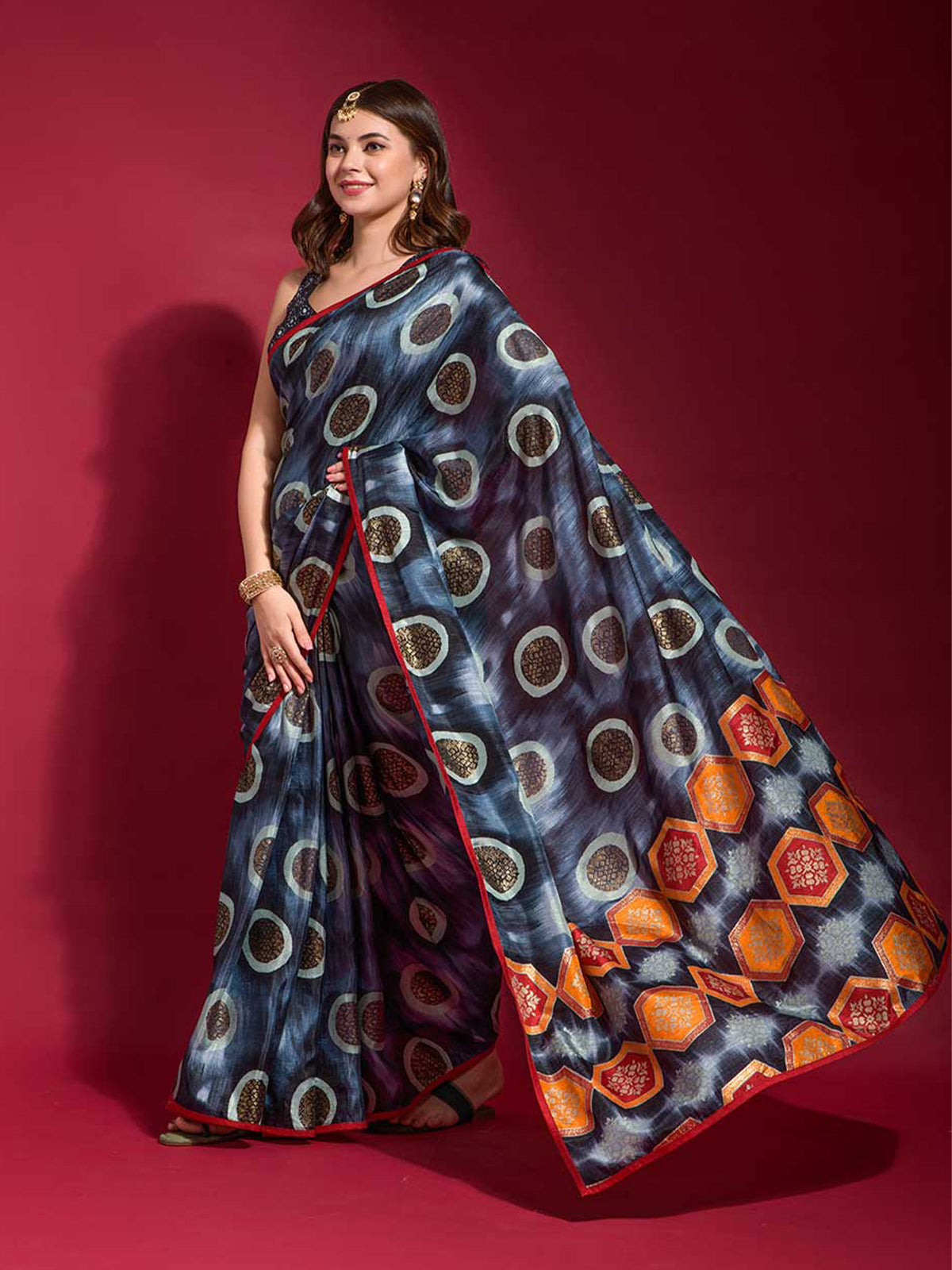 Rajwada - Multicolor Silk Blend Saree With Blouse Piece