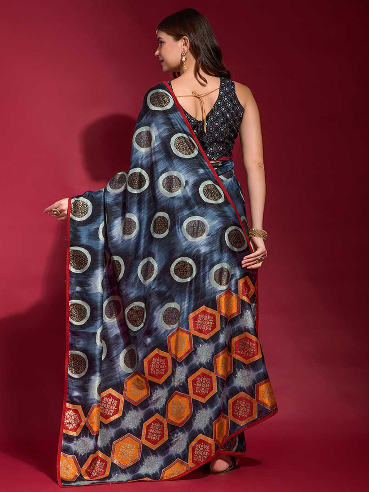 Rajwada - Multicolor Silk Blend Saree With Blouse Piece