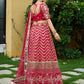 Rajwada Red Silk Blend Embroidered Semi-Stitched Lehenga For Women