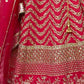 Rajwada Red Silk Blend Embroidered Semi-Stitched Lehenga For Women