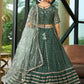 Rajwada Green Georgette Embellished Semi-Stitched Lehenga For Women