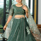 Rajwada Green Georgette Embellished Semi-Stitched Lehenga For Women