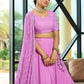 Rajwada Lavender Georgette Embroidered Semi-Stitched Lehenga For Women
