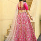 Rajwada Pink Silk Blend Embroidered Semi-Stitched Lehenga For Women