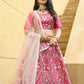 Rajwada Pink Silk Blend Embroidered Semi-Stitched Lehenga For Women