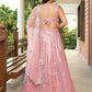 Rajwada Light Pink Georgette Embellished Semi-Stitched Lehenga For Women