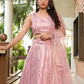 Rajwada Light Pink Georgette Embellished Semi-Stitched Lehenga For Women