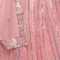 Rajwada Light Pink Georgette Embellished Semi-Stitched Lehenga For Women