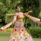 Rajwada Yellow Chinon Silk Sequins Embroidered Semi-Stitched Lehenga For Women