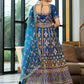 Rajwada Blue Chinon Silk Embroidered Semi-Stitched Lehenga For Women