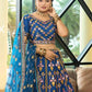 Rajwada Blue Chinon Silk Embroidered Semi-Stitched Lehenga For Women