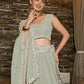 Rajwada Grey Georgette Embroidered Semi-Stitched Lehenga For Women
