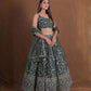 Rajwada Olive Georgette Embellished Semi Stitched Lehenga For Women
