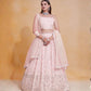 Rajwada Light Pink Georgette Embellished Semi Stitched Lehenga For Women