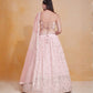 Rajwada Light Pink Georgette Embellished Semi Stitched Lehenga For Women