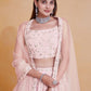 Rajwada Light Pink Georgette Embellished Semi Stitched Lehenga For Women