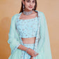Rajwada Sky Blue Georgette Embellished Semi Stitched Lehenga For Women