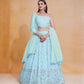 Rajwada Sky Blue Georgette Embellished Semi Stitched Lehenga For Women