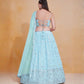 Rajwada Sky Blue Georgette Embellished Semi Stitched Lehenga For Women